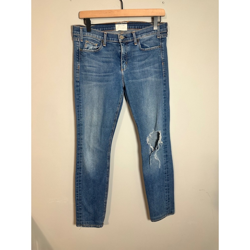 McGuire‎ Aarons Slim Jeans The Fall Medium Wash Distressed Ripped Knee 30